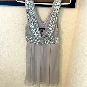 Grey Short dress with rhinestone